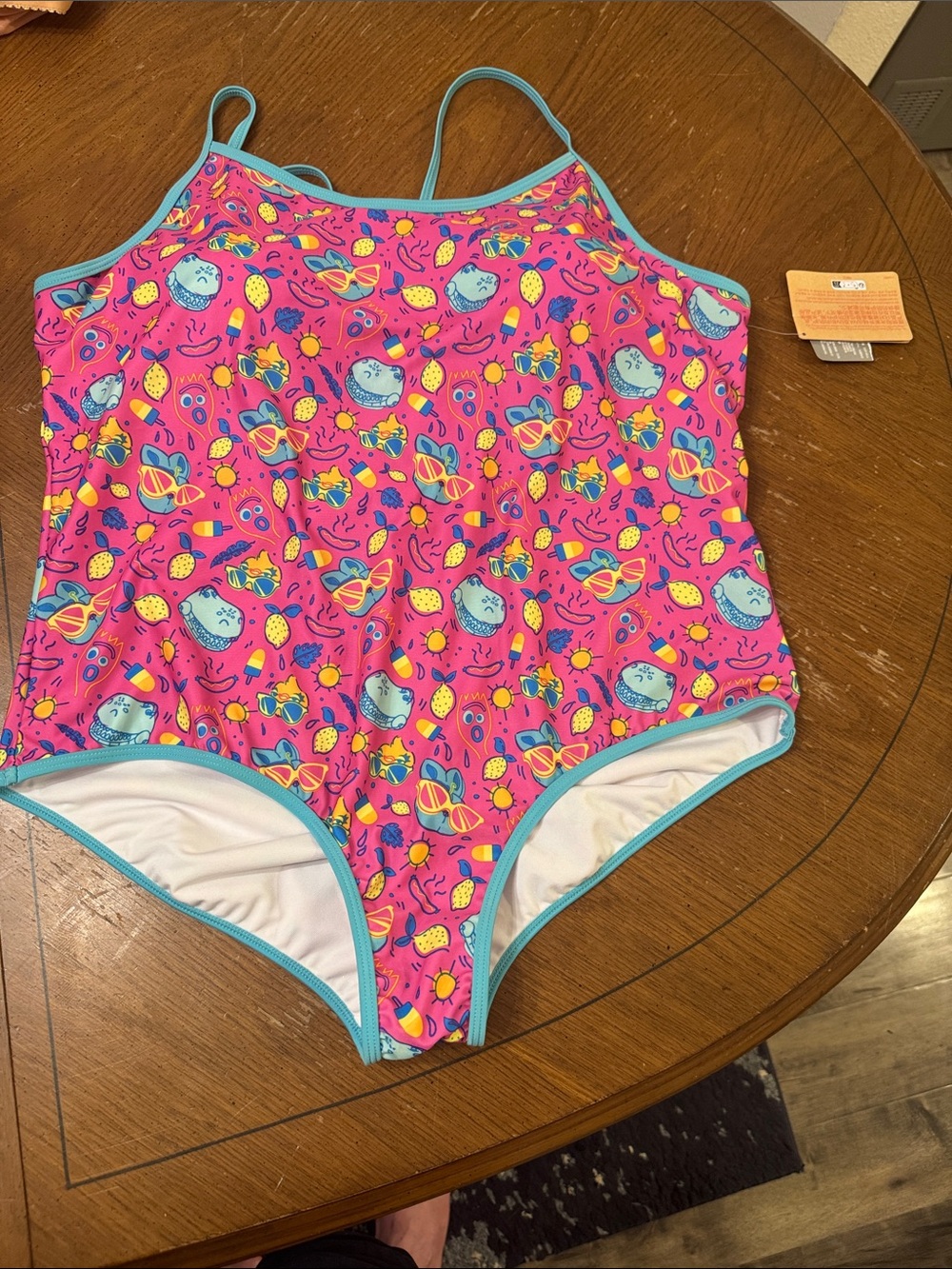 Women’s Plus Size 1X One-Piece Swimsuit Toy Story Pink with Aqua Trim NWT